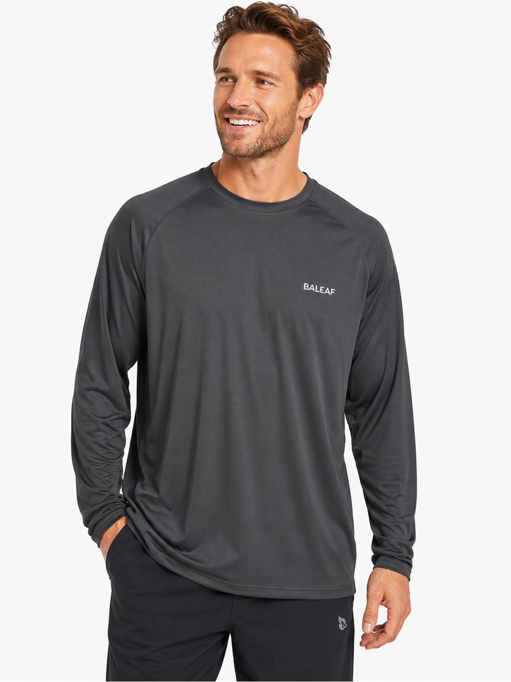 NWT BALEAF Men’s 3XL UPF 50+ Long Sleeve Performance Athletic Shirt Gray